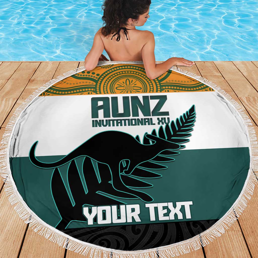 AUNZ Rugby Custom Beach Blanket Australia Kangaroo New Zealand Silver Fern - Aussie Hoodie