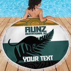 AUNZ Rugby Custom Beach Blanket Australia Kangaroo New Zealand Silver Fern - Aussie Hoodie