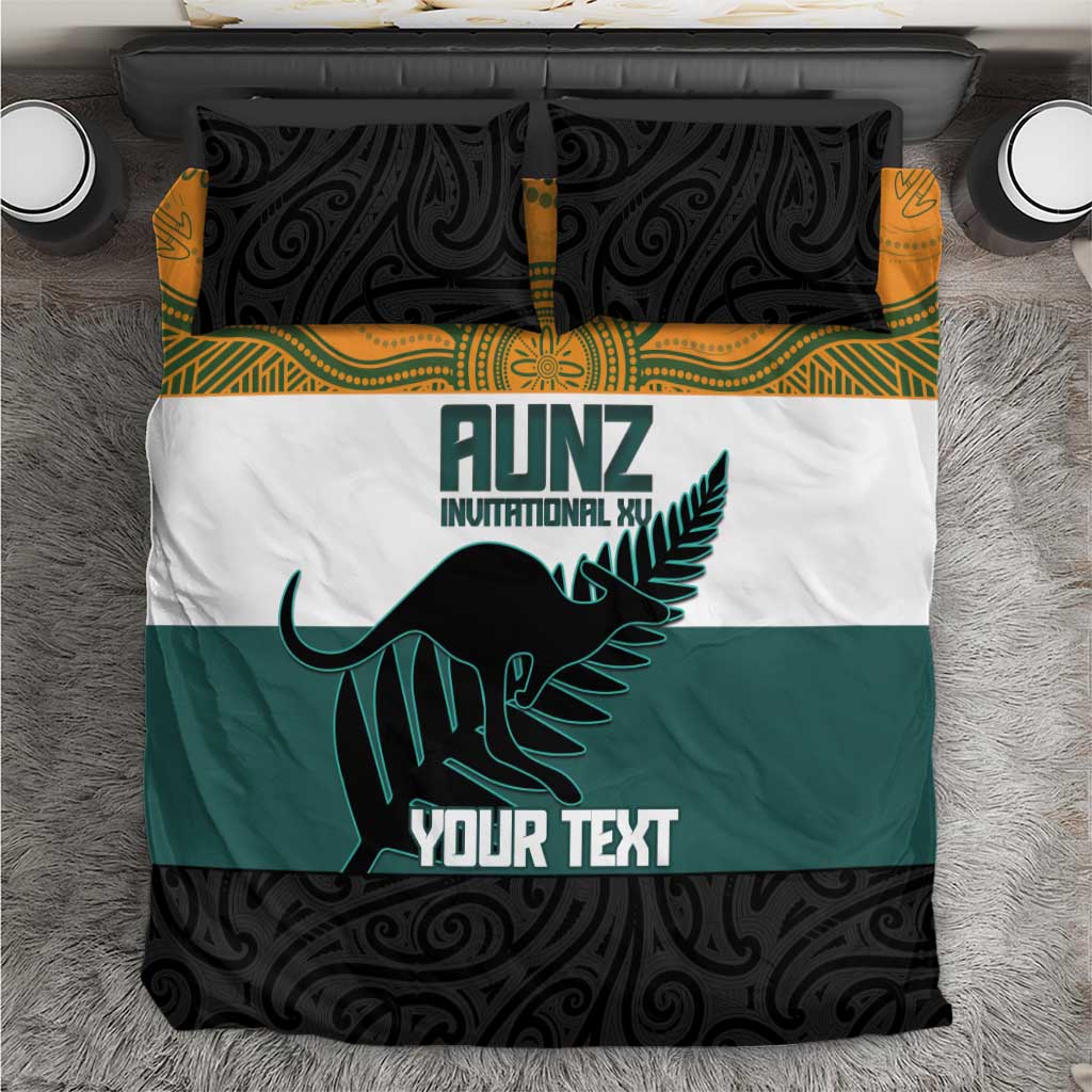 AUNZ Rugby Custom Bedding Set Australia Kangaroo New Zealand Silver Fern - Aussie Hoodie