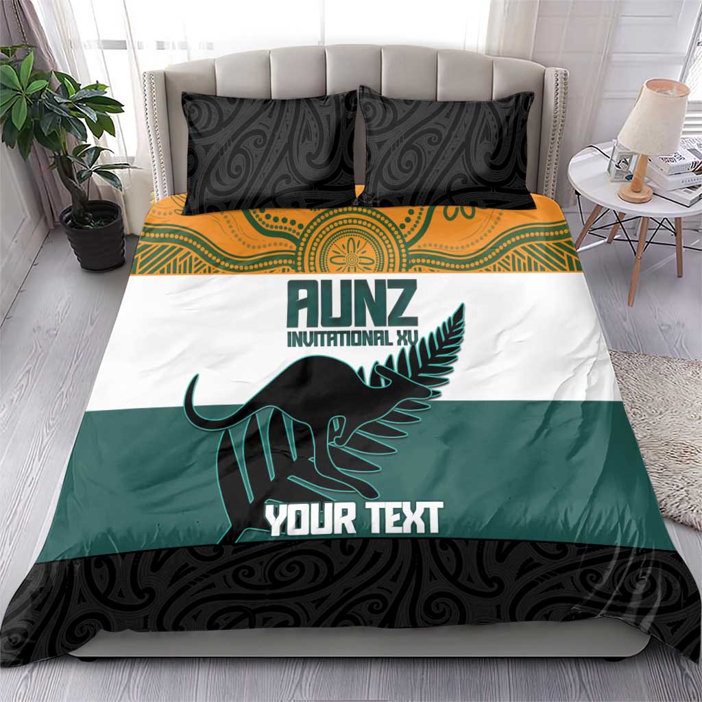 AUNZ Rugby Custom Bedding Set Australia Kangaroo New Zealand Silver Fern - Aussie Hoodie