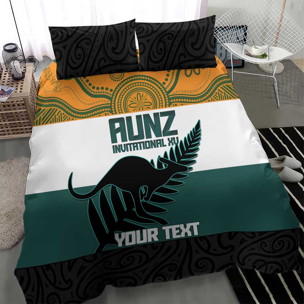 AUNZ Rugby Custom Bedding Set Australia Kangaroo New Zealand Silver Fern - Aussie Hoodie