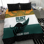 AUNZ Rugby Custom Bedding Set Australia Kangaroo New Zealand Silver Fern - Aussie Hoodie