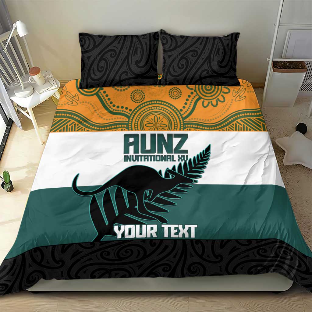 AUNZ Rugby Custom Bedding Set Australia Kangaroo New Zealand Silver Fern - Aussie Hoodie