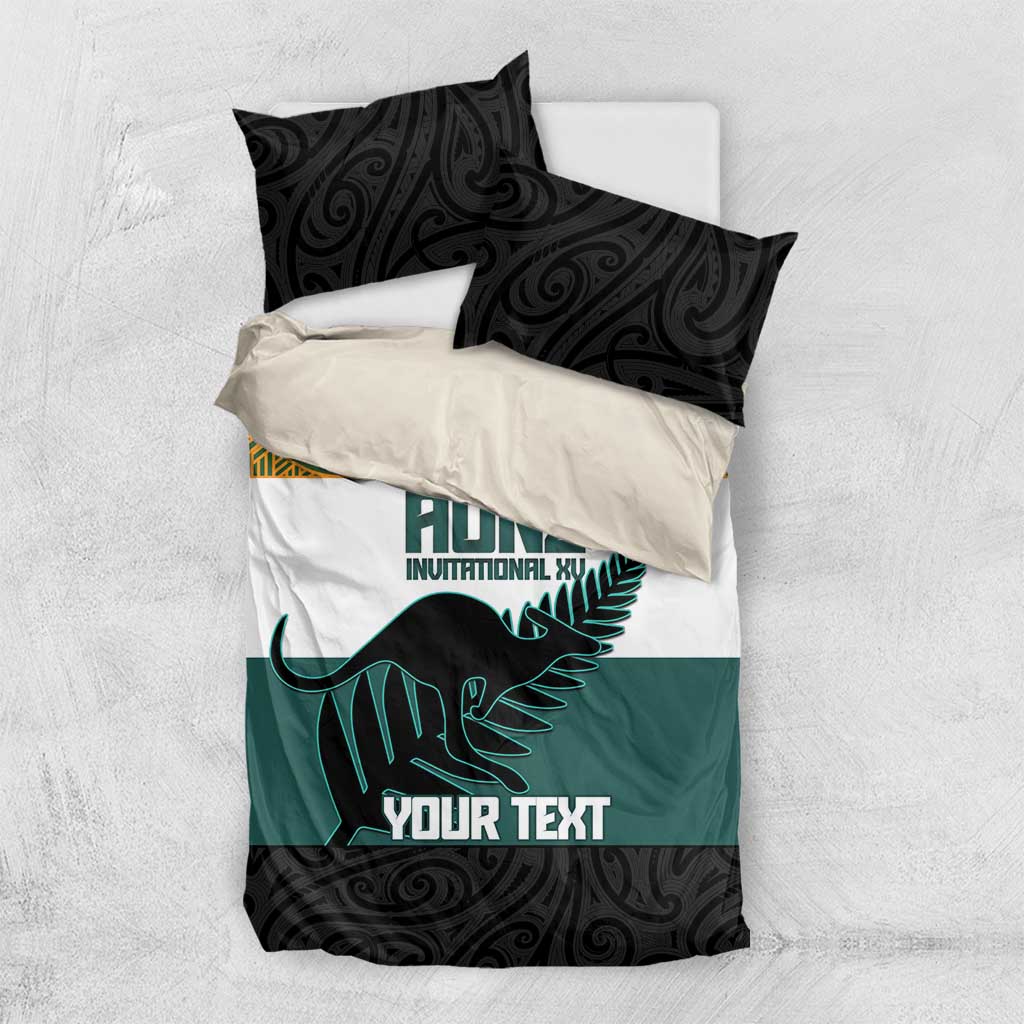 AUNZ Rugby Custom Bedding Set Australia Kangaroo New Zealand Silver Fern - Aussie Hoodie