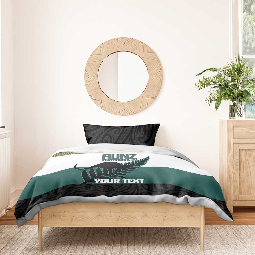 AUNZ Rugby Custom Bedding Set Australia Kangaroo New Zealand Silver Fern - Aussie Hoodie