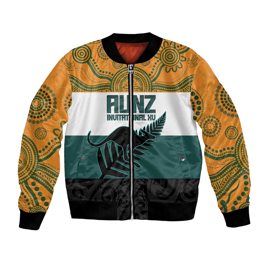 AUNZ Rugby Custom Bomber Jacket Australia Kangaroo New Zealand Silver Fern - Aussie Hoodie
