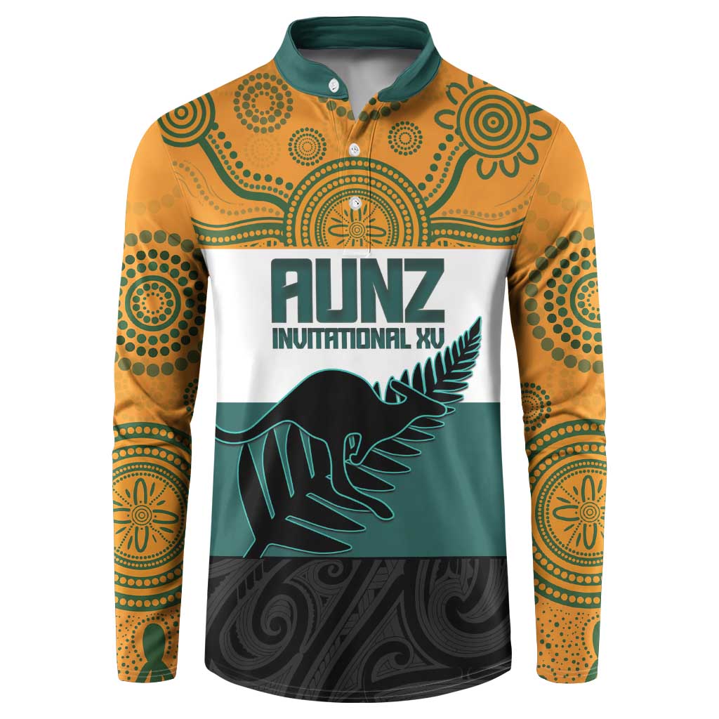 AUNZ Rugby Custom Button Sweatshirt Australia Kangaroo New Zealand Silver Fern - Aussie Hoodie
