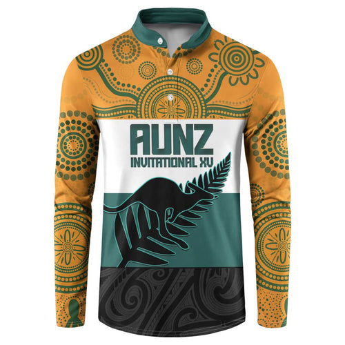 AUNZ Rugby Custom Button Sweatshirt Australia Kangaroo New Zealand Silver Fern - Aussie Hoodie
