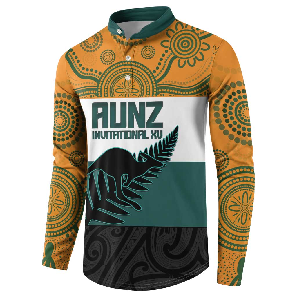 AUNZ Rugby Custom Button Sweatshirt Australia Kangaroo New Zealand Silver Fern - Aussie Hoodie