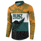 AUNZ Rugby Custom Button Sweatshirt Australia Kangaroo New Zealand Silver Fern - Aussie Hoodie