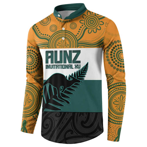 AUNZ Rugby Custom Button Sweatshirt Australia Kangaroo New Zealand Silver Fern - Aussie Hoodie