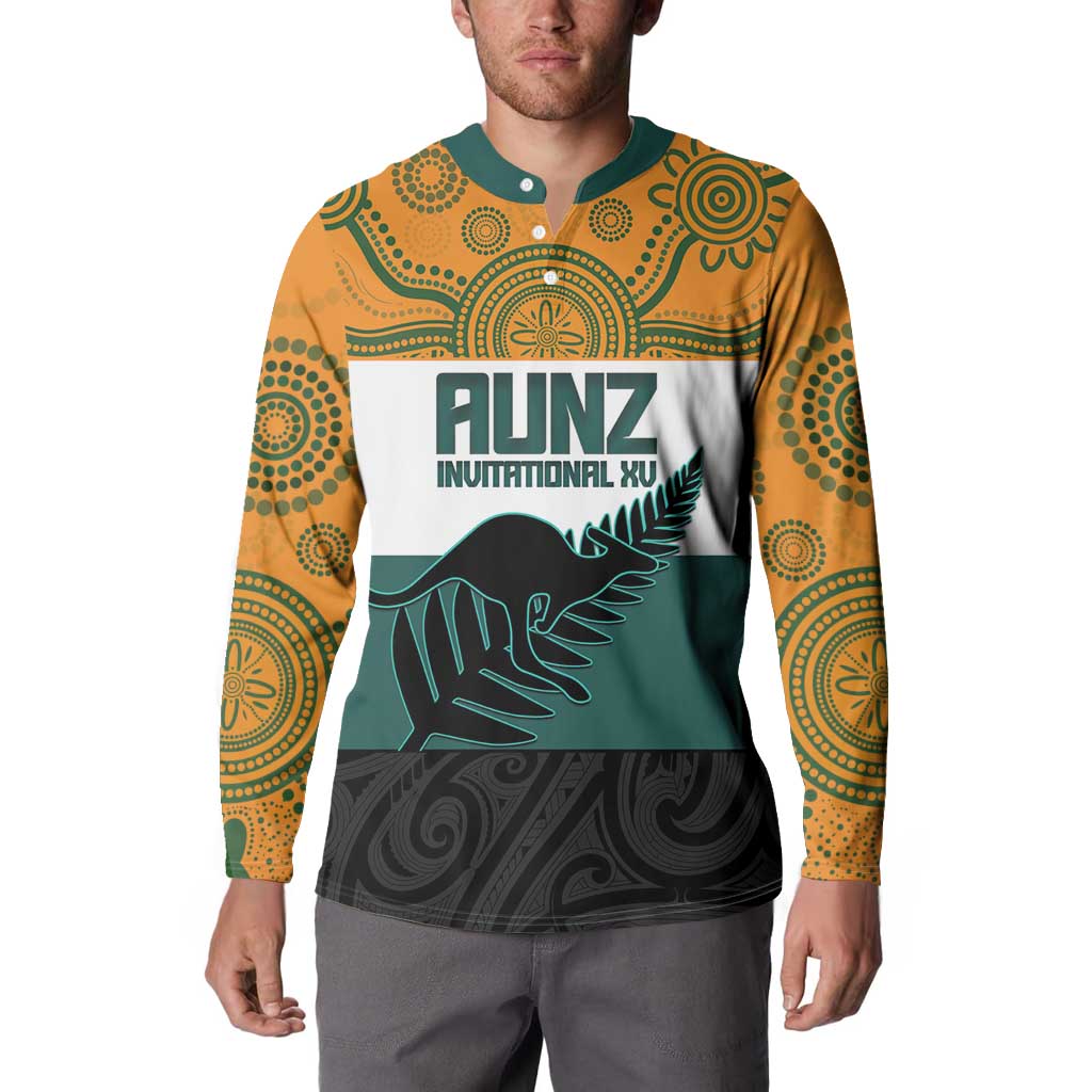 AUNZ Rugby Custom Button Sweatshirt Australia Kangaroo New Zealand Silver Fern - Aussie Hoodie