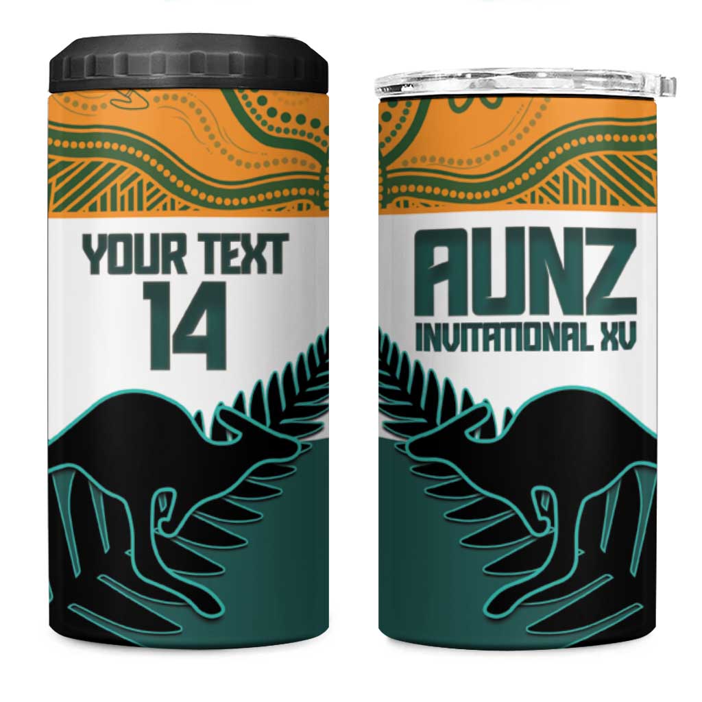 AUNZ Rugby Custom 4 in 1 Can Cooler Tumbler Australia Kangaroo New Zealand Silver Fern - Aussie Hoodie