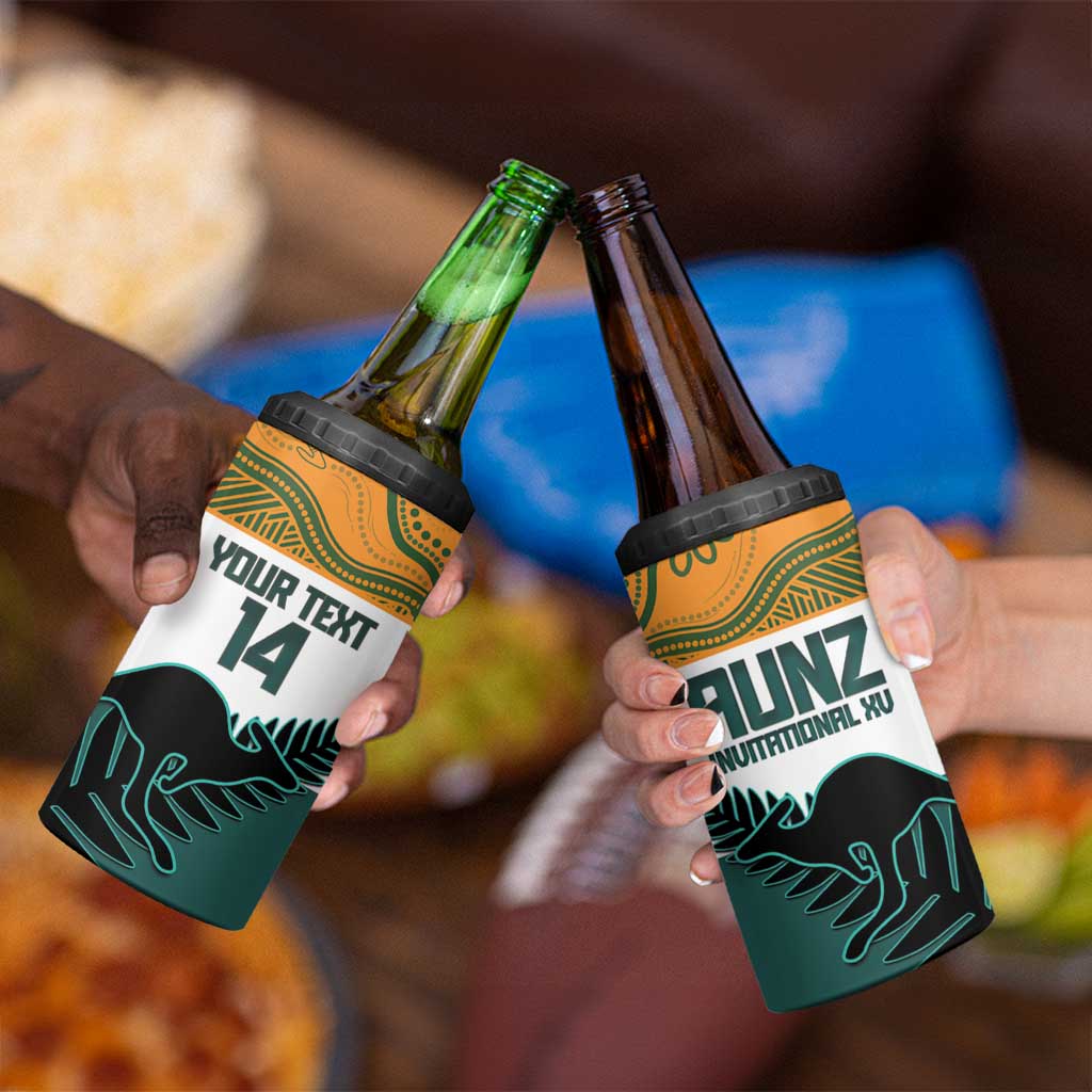 AUNZ Rugby Custom 4 in 1 Can Cooler Tumbler Australia Kangaroo New Zealand Silver Fern - Aussie Hoodie