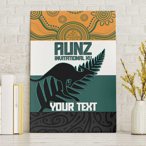 AUNZ Rugby Custom Canvas Wall Art Australia Kangaroo New Zealand Silver Fern - Aussie Hoodie