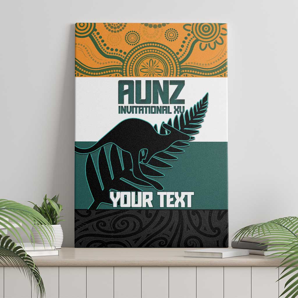 AUNZ Rugby Custom Canvas Wall Art Australia Kangaroo New Zealand Silver Fern - Aussie Hoodie