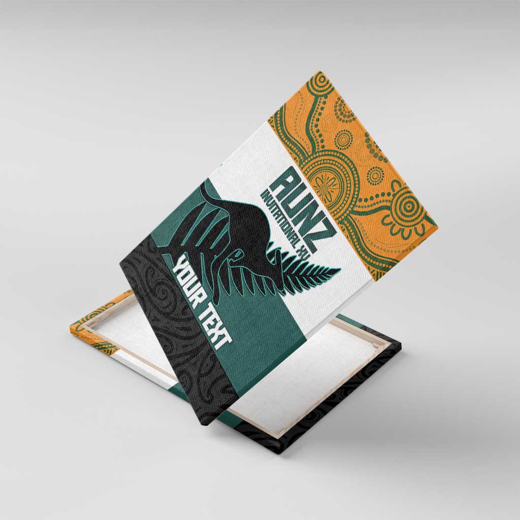 AUNZ Rugby Custom Canvas Wall Art Australia Kangaroo New Zealand Silver Fern - Aussie Hoodie