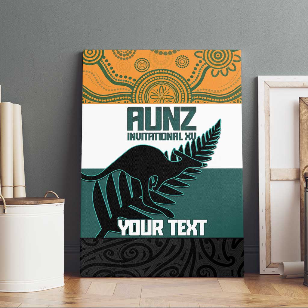 AUNZ Rugby Custom Canvas Wall Art Australia Kangaroo New Zealand Silver Fern - Aussie Hoodie