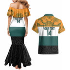 AUNZ Rugby Custom Couples Matching Mermaid Dress and Hawaiian Shirt Australia Kangaroo New Zealand Silver Fern - Aussie Hoodie