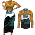 AUNZ Rugby Custom Couples Matching Short Sleeve Bodycon Dress and Long Sleeve Button Shirt Australia Kangaroo New Zealand Silver Fern - Aussie Hoodie