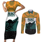 AUNZ Rugby Custom Couples Matching Short Sleeve Bodycon Dress and Long Sleeve Button Shirt Australia Kangaroo New Zealand Silver Fern - Aussie Hoodie