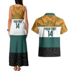 AUNZ Rugby Custom Couples Matching Tank Maxi Dress and Hawaiian Shirt Australia Kangaroo New Zealand Silver Fern - Aussie Hoodie