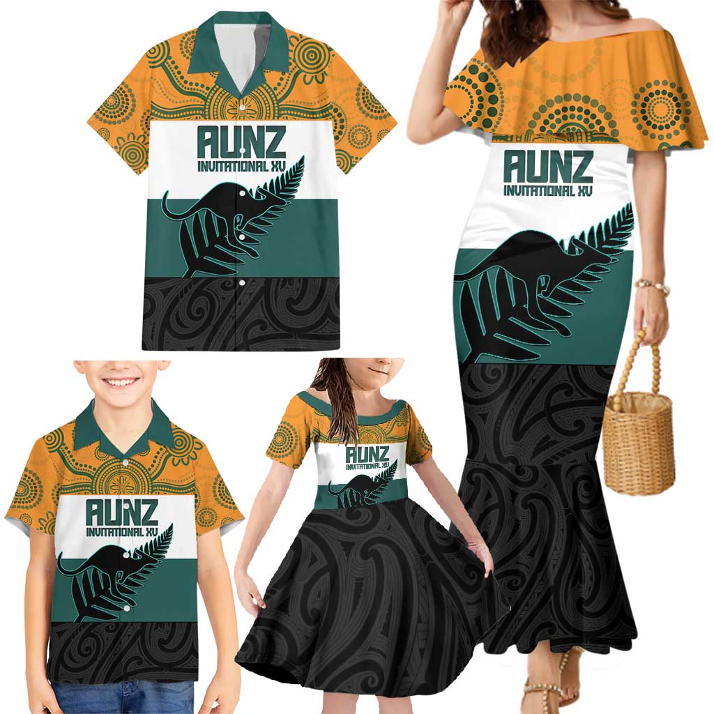 AUNZ Rugby Custom Family Matching Mermaid Dress and Hawaiian Shirt Australia Kangaroo New Zealand Silver Fern - Aussie Hoodie