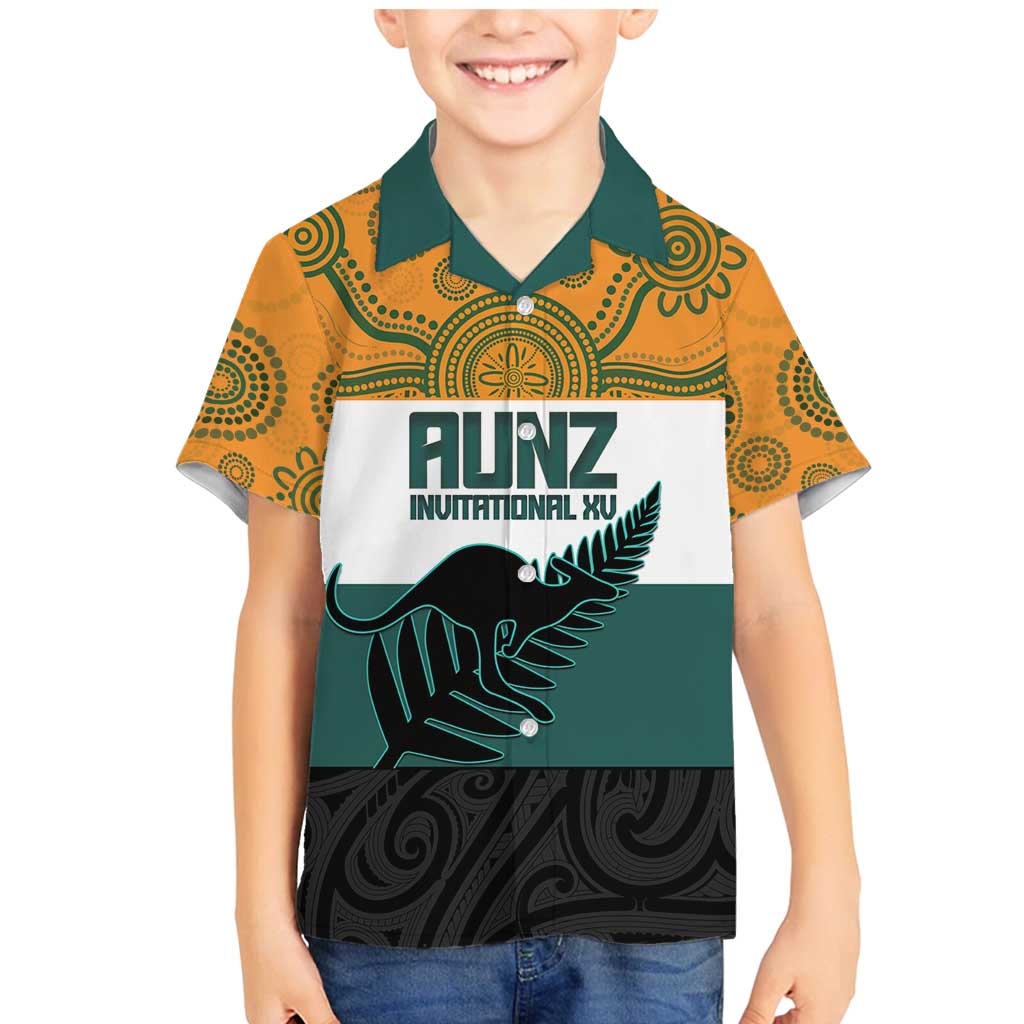 AUNZ Rugby Custom Family Matching Mermaid Dress and Hawaiian Shirt Australia Kangaroo New Zealand Silver Fern - Aussie Hoodie