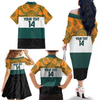 AUNZ Rugby Custom Family Matching Off The Shoulder Long Sleeve Dress and Hawaiian Shirt Australia Kangaroo New Zealand Silver Fern - Aussie Hoodie