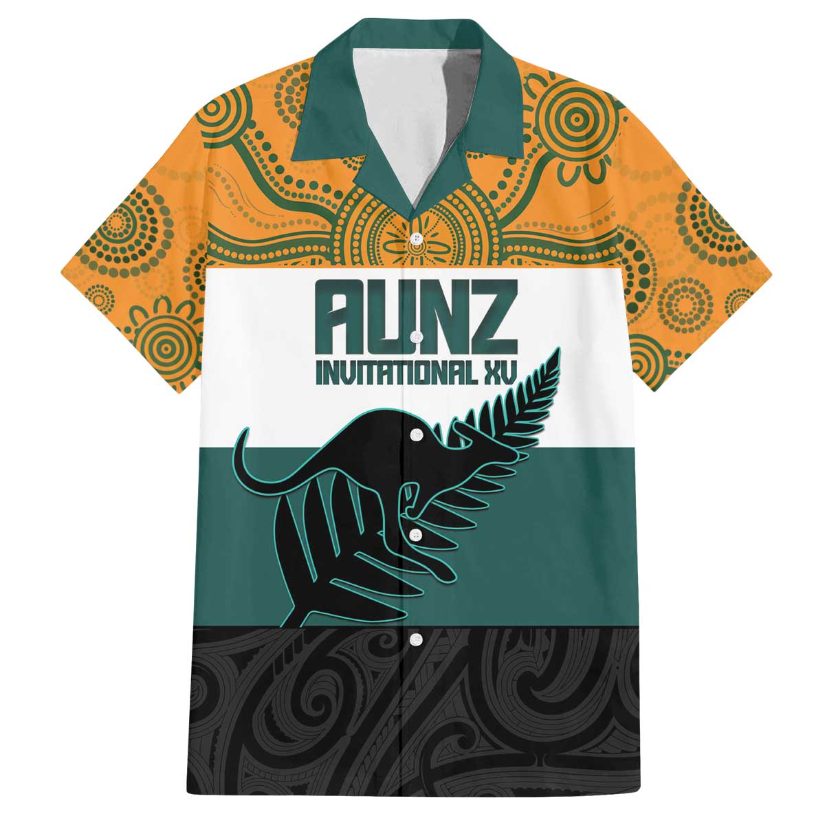 AUNZ Rugby Custom Family Matching Off The Shoulder Long Sleeve Dress and Hawaiian Shirt Australia Kangaroo New Zealand Silver Fern - Aussie Hoodie