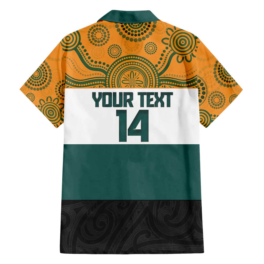 AUNZ Rugby Custom Family Matching Off The Shoulder Long Sleeve Dress and Hawaiian Shirt Australia Kangaroo New Zealand Silver Fern - Aussie Hoodie