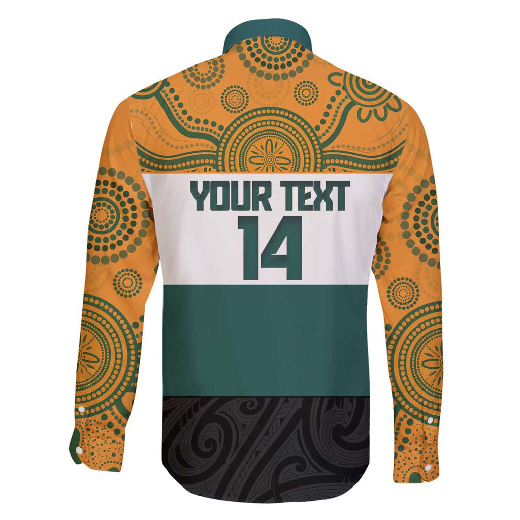 AUNZ Rugby Custom Family Matching Off The Shoulder Long Sleeve Dress and Hawaiian Shirt Australia Kangaroo New Zealand Silver Fern - Aussie Hoodie