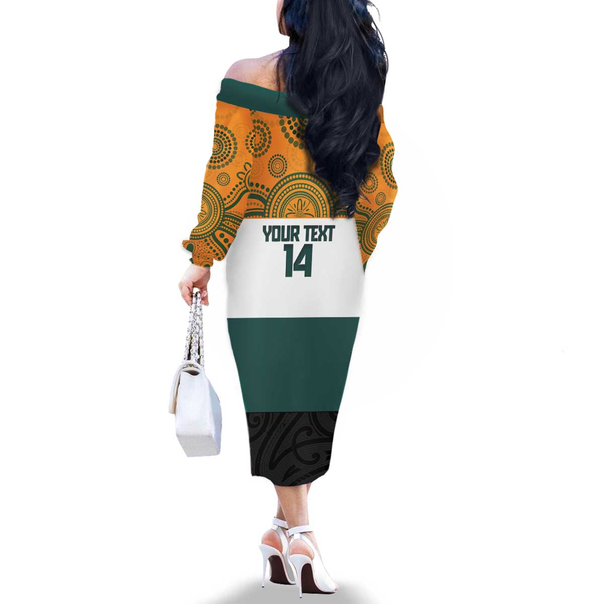 AUNZ Rugby Custom Family Matching Off The Shoulder Long Sleeve Dress and Hawaiian Shirt Australia Kangaroo New Zealand Silver Fern - Aussie Hoodie