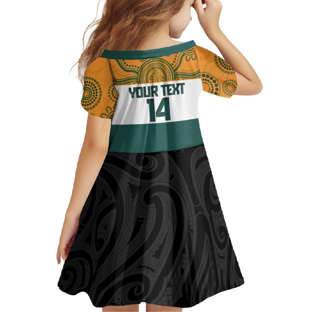 AUNZ Rugby Custom Family Matching Off Shoulder Maxi Dress and Hawaiian Shirt Australia Kangaroo New Zealand Silver Fern - Aussie Hoodie