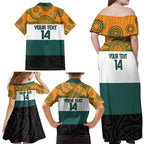 AUNZ Rugby Custom Family Matching Off Shoulder Maxi Dress and Hawaiian Shirt Australia Kangaroo New Zealand Silver Fern - Aussie Hoodie