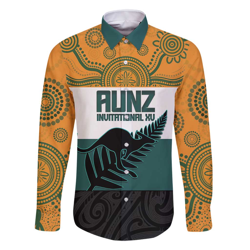AUNZ Rugby Custom Family Matching Off Shoulder Maxi Dress and Hawaiian Shirt Australia Kangaroo New Zealand Silver Fern - Aussie Hoodie