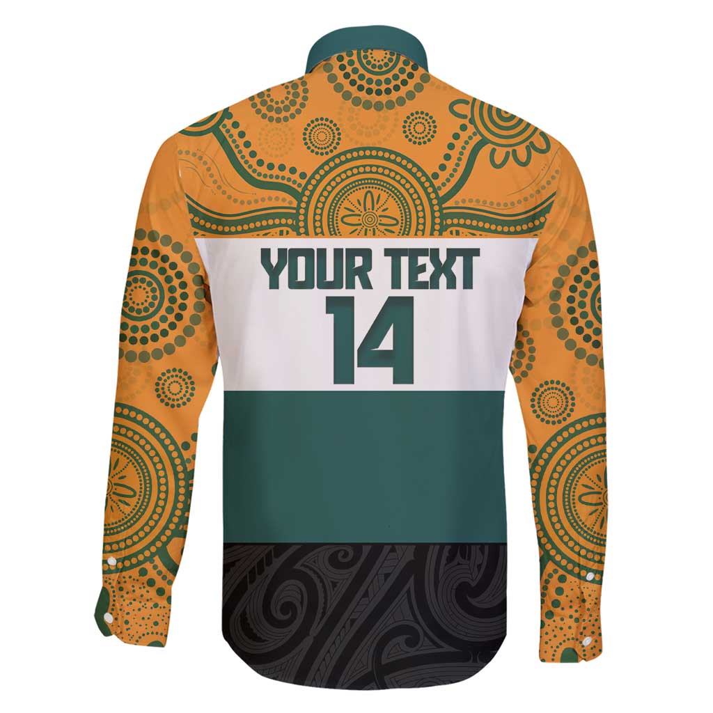 AUNZ Rugby Custom Family Matching Off Shoulder Maxi Dress and Hawaiian Shirt Australia Kangaroo New Zealand Silver Fern - Aussie Hoodie