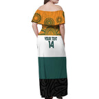AUNZ Rugby Custom Family Matching Off Shoulder Maxi Dress and Hawaiian Shirt Australia Kangaroo New Zealand Silver Fern - Aussie Hoodie