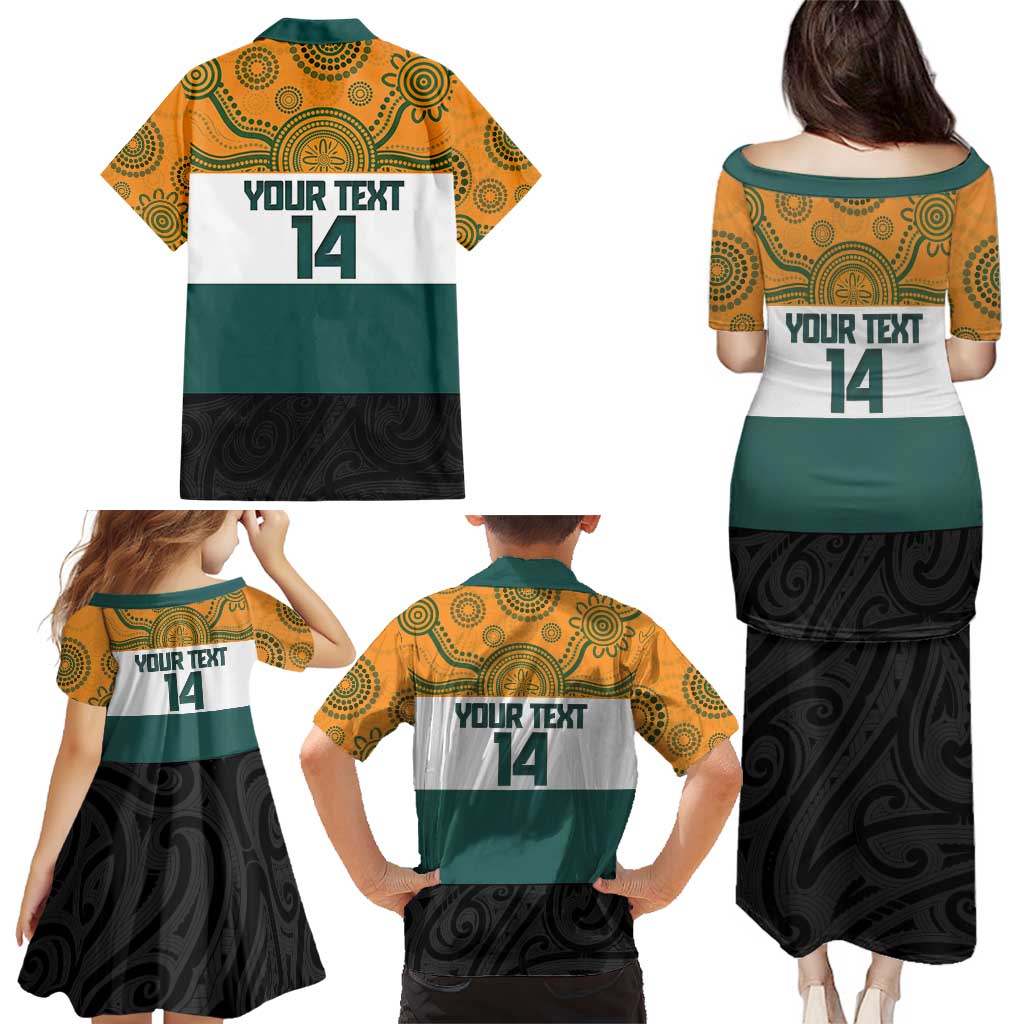 AUNZ Rugby Custom Family Matching Puletasi and Hawaiian Shirt Australia Kangaroo New Zealand Silver Fern - Aussie Hoodie