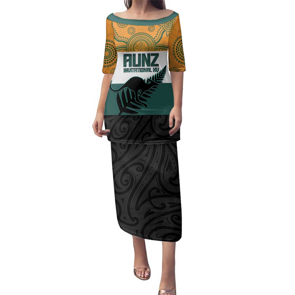 AUNZ Rugby Custom Family Matching Puletasi and Hawaiian Shirt Australia Kangaroo New Zealand Silver Fern - Aussie Hoodie