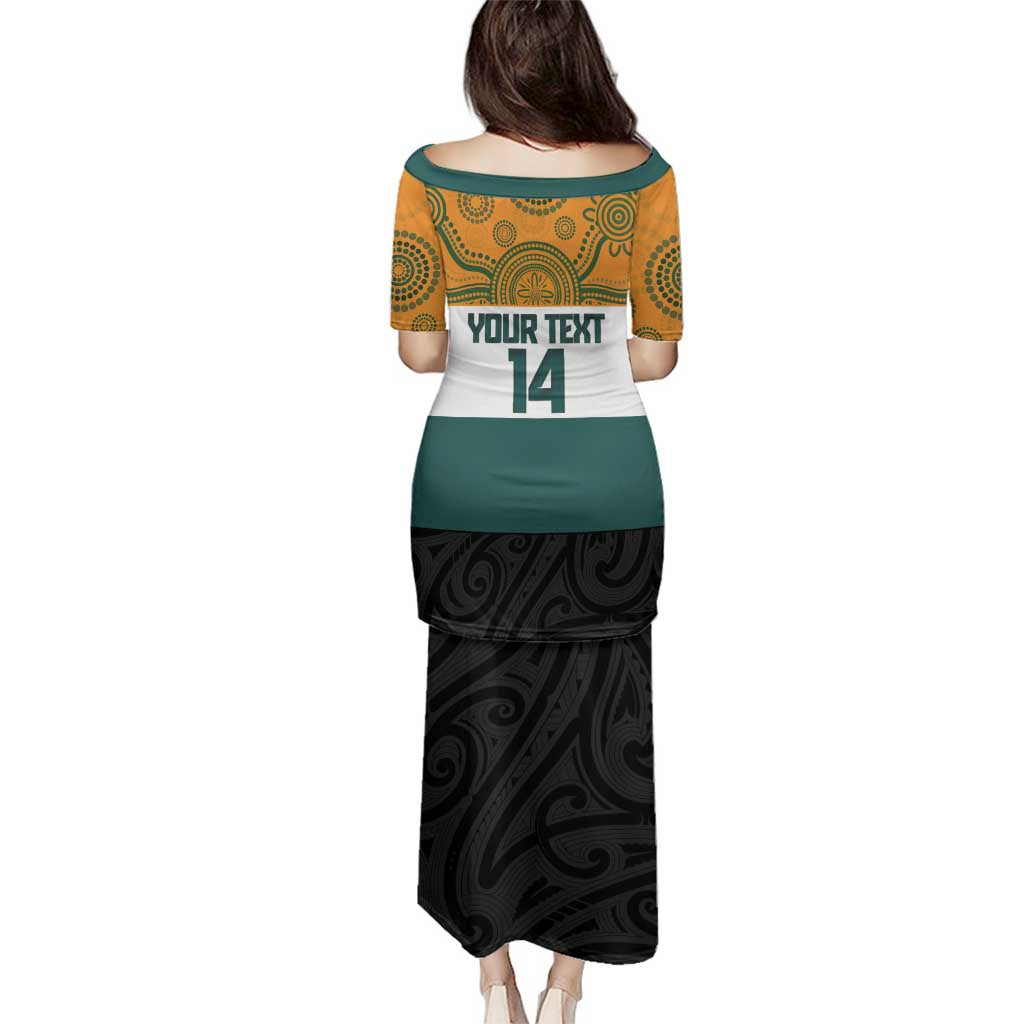AUNZ Rugby Custom Family Matching Puletasi and Hawaiian Shirt Australia Kangaroo New Zealand Silver Fern - Aussie Hoodie