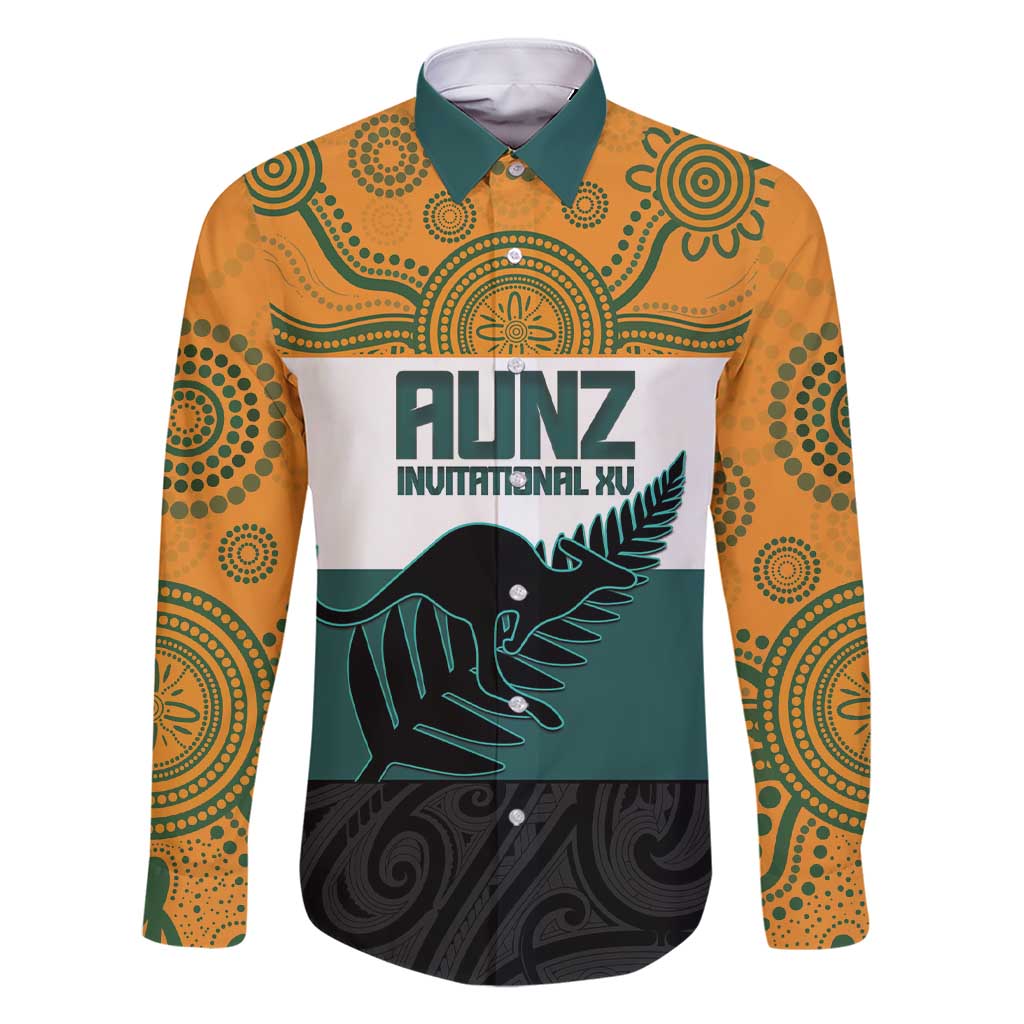 AUNZ Rugby Custom Family Matching Short Sleeve Bodycon Dress and Hawaiian Shirt Australia Kangaroo New Zealand Silver Fern - Aussie Hoodie
