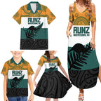 AUNZ Rugby Custom Family Matching Summer Maxi Dress and Hawaiian Shirt Australia Kangaroo New Zealand Silver Fern - Aussie Hoodie