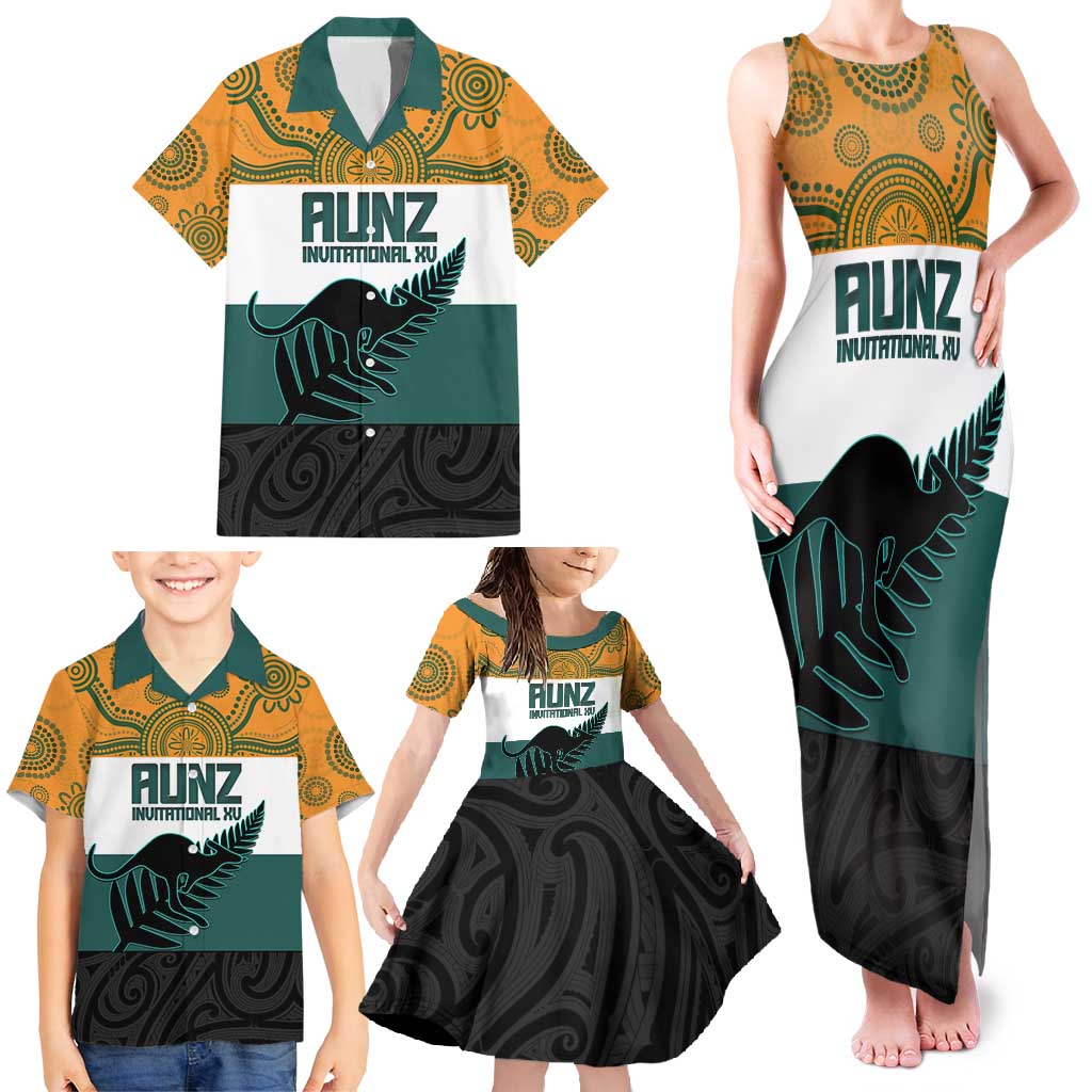 AUNZ Rugby Custom Family Matching Tank Maxi Dress and Hawaiian Shirt Australia Kangaroo New Zealand Silver Fern - Aussie Hoodie