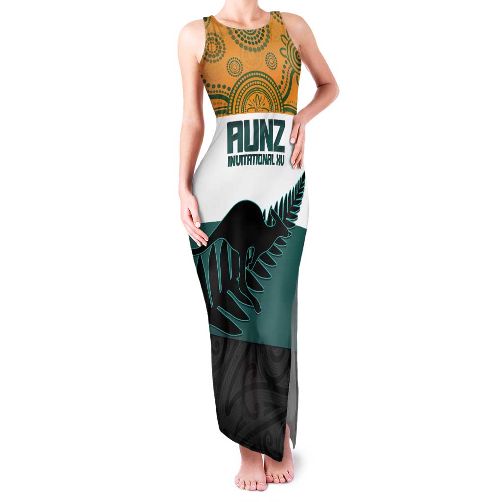 AUNZ Rugby Custom Family Matching Tank Maxi Dress and Hawaiian Shirt Australia Kangaroo New Zealand Silver Fern - Aussie Hoodie