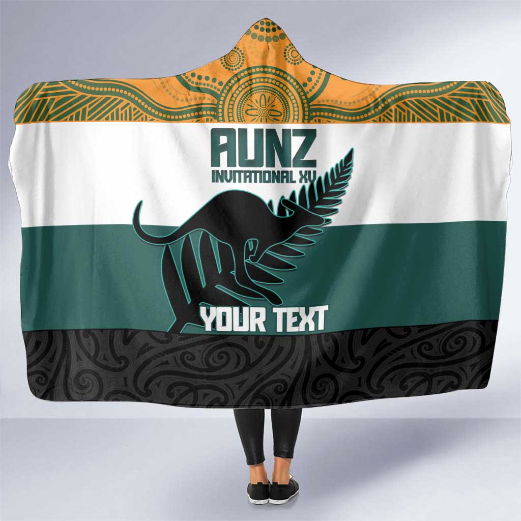 AUNZ Rugby Custom Hooded Blanket Australia Kangaroo New Zealand Silver Fern - Aussie Hoodie