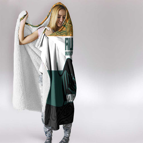 AUNZ Rugby Custom Hooded Blanket Australia Kangaroo New Zealand Silver Fern - Aussie Hoodie