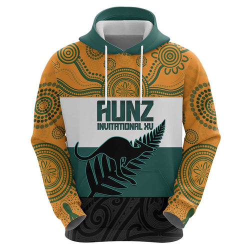 AUNZ Rugby Custom Hoodie Australia Kangaroo New Zealand Silver Fern - Aussie Hoodie