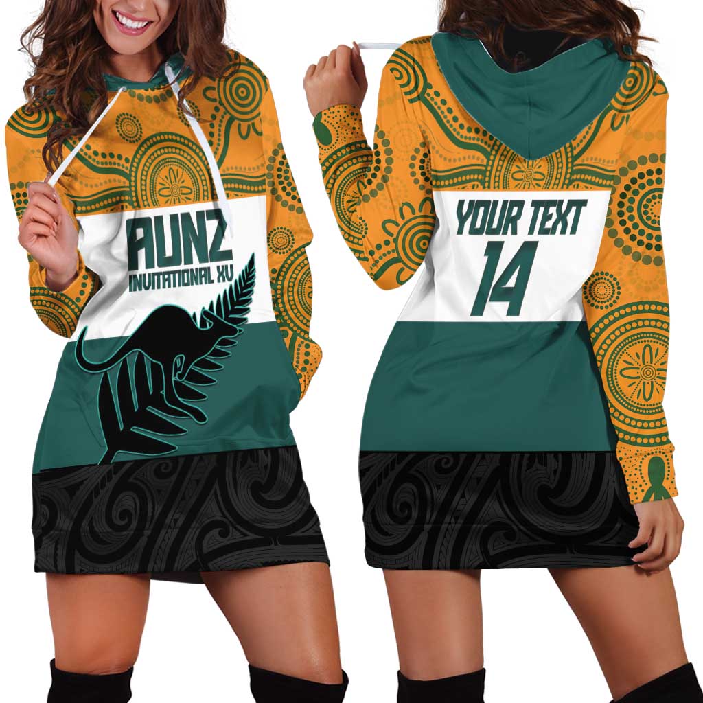 AUNZ Rugby Custom Hoodie Dress Australia Kangaroo New Zealand Silver Fern - Aussie Hoodie