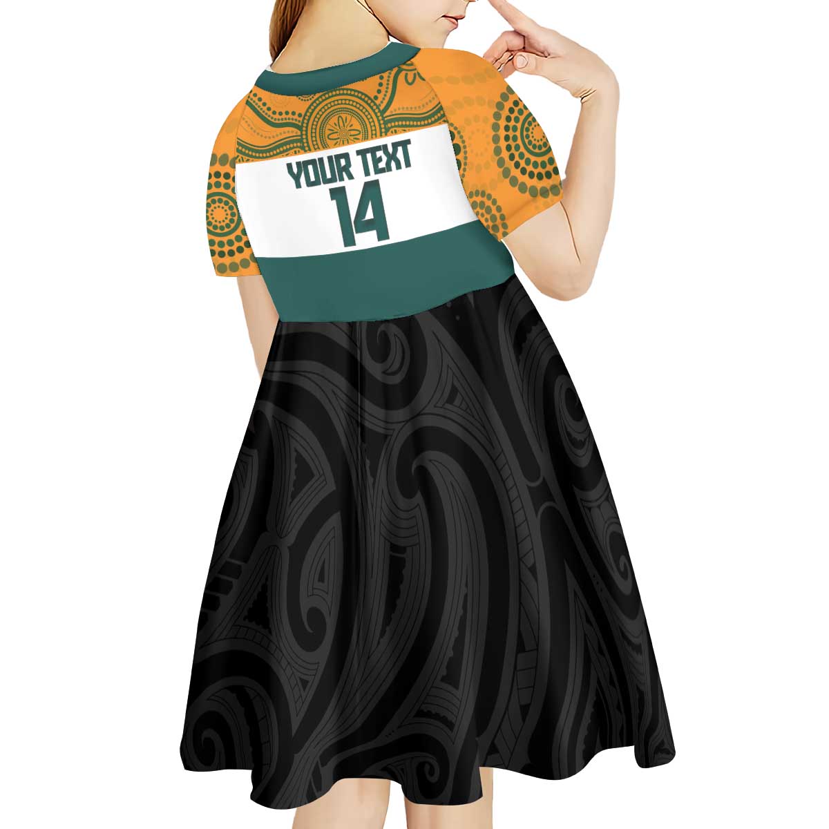 AUNZ Rugby Custom Kid Short Sleeve Dress Australia Kangaroo New Zealand Silver Fern - Aussie Hoodie